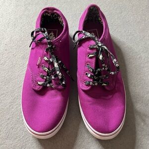 Vans Off The Wall Flat Sneakers Women’s 9 Purple Floral Casual Skate Very Good C